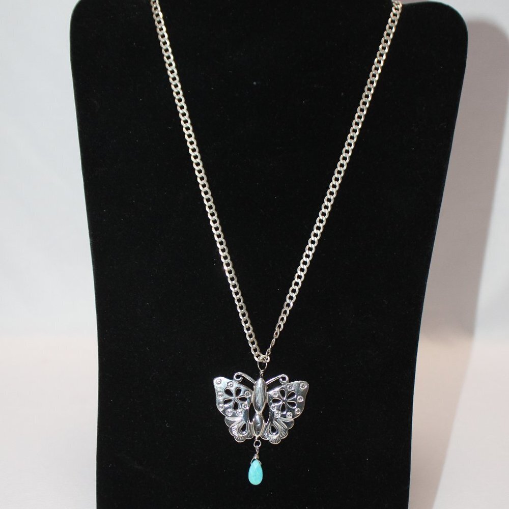 Vintage Sterling Silver Butterfly and Sterling Silver Link Chain